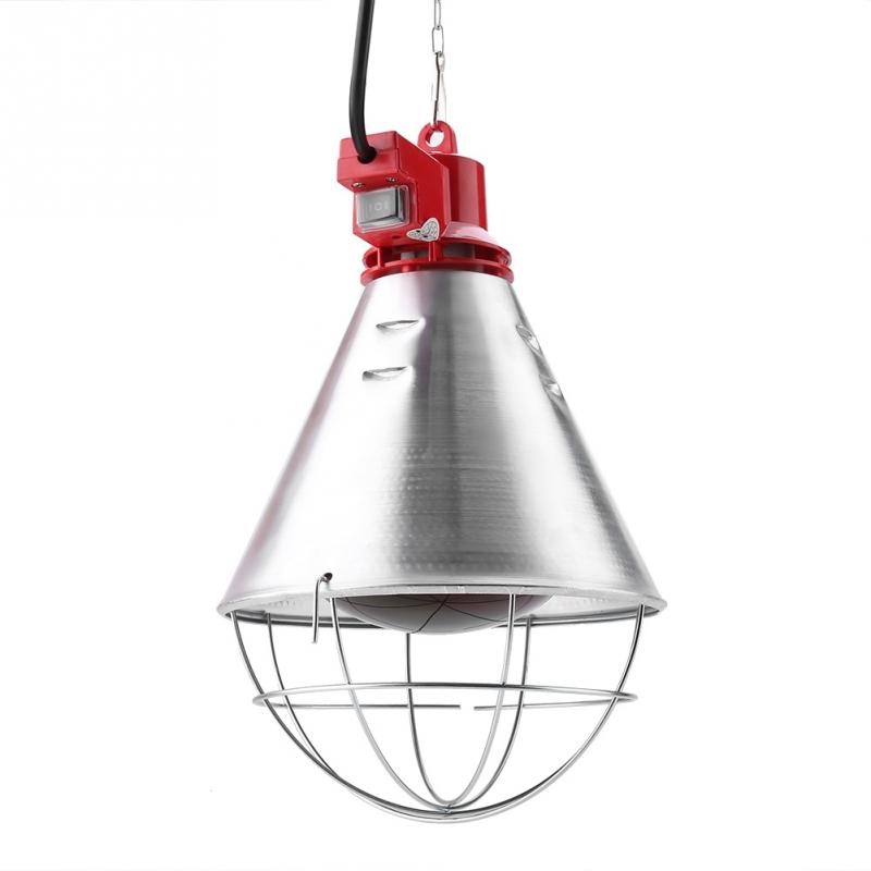 Pantalla de calor rojo infrarroja de 220V con luz de ajuste de alta temperatura para aves de corral, pollitos, reptiles, lámpara para calentador, enchufe de la UE