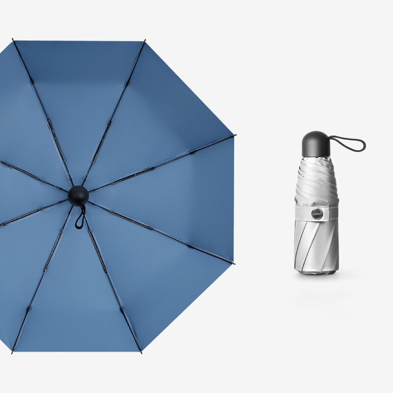Colorful Mini Sun Umbrella Titanium Silver Coating UV Parasol Umbrellas Rain Women 8k Windproof Ultralight Small Clear Umbrella: Navy