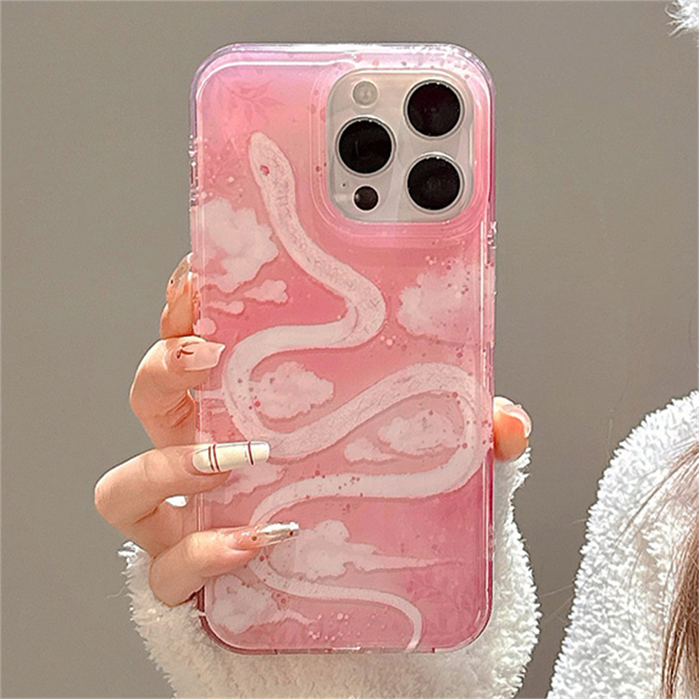 Funda de teléfono de serpiente blanca Xiangyun bonita de lujo para iPhone 16 15 14 13 Pro Max carcasa trasera a prueba de golpes para novia y amiga