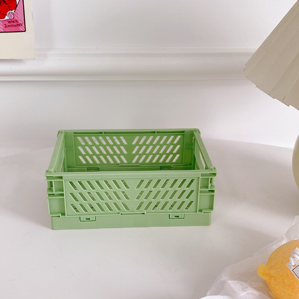 High Capacity Foldable Plastic Storage Basket Utility Cosmetic Container Desktop Home Kitchen Warehouse Storage Baskets Box: S-1