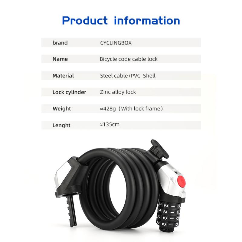 Bike Lock Bicycle Cipher Lock 1.5m 1.2m Luminescence Anti-theft Lock 4-digit Password Lock Farewell Key Bicycle Accessories