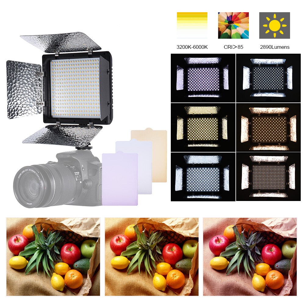 Andoer W368-Ⅱ LED Video Light 3200K-6000K Adjustable Brightness Photography Light 368 LED Continuous Light Panel Dual Color