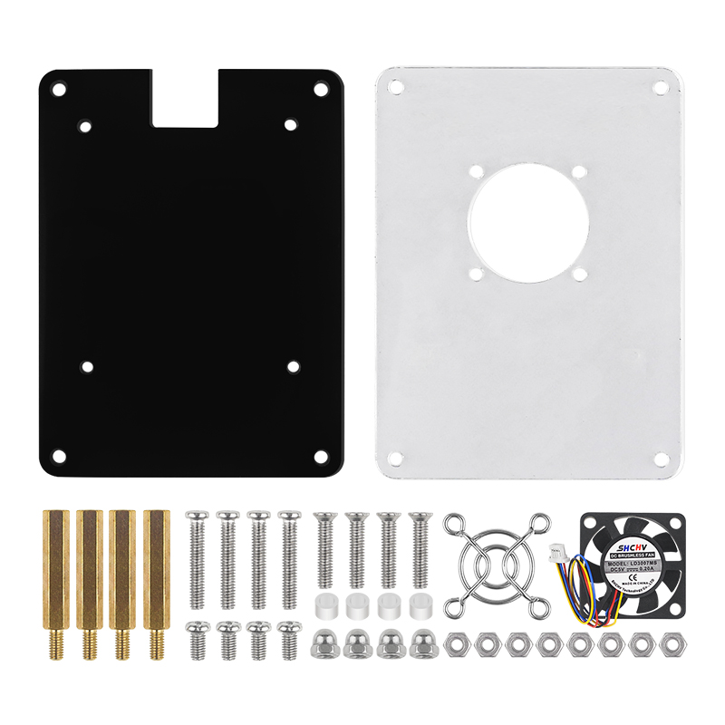 Raspberry Pi 5 Acrylic Case Transparent Shell with PWN Cooling Fan Stackable Plate Case for RPI 5 Pi5 Cluster DIY Electronic: Red
