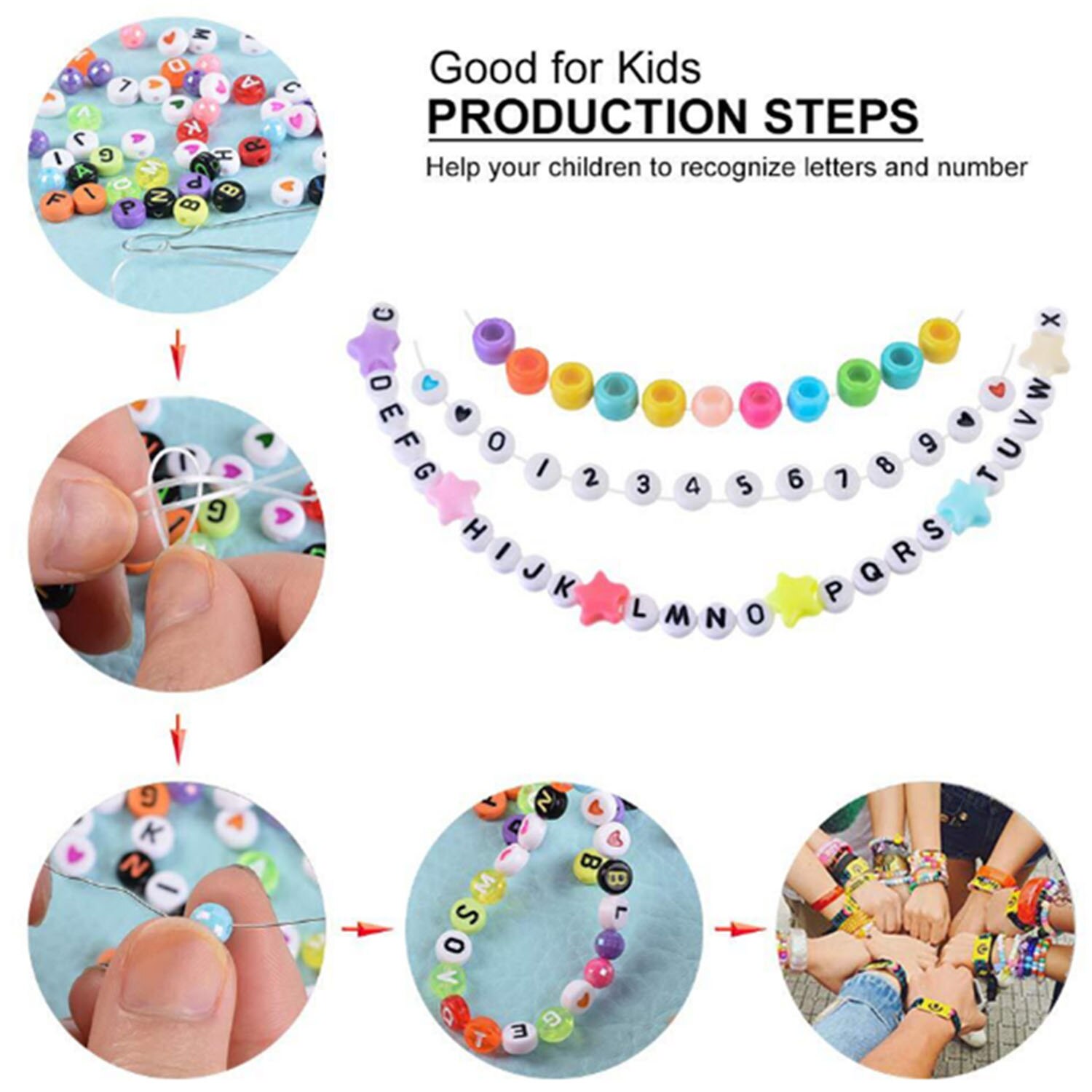 4923PCS DIY Glass Beads Kit Jewelry Making Toy Set with Lobster Clasps Rings Scissors Elastic Cord Copper Wire for Kids Girls