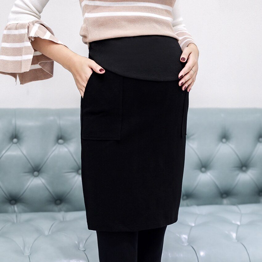 Jupe en laine pour femme enceinte, vêtement de maternité, automne et hiver, coupe longue, style coréen