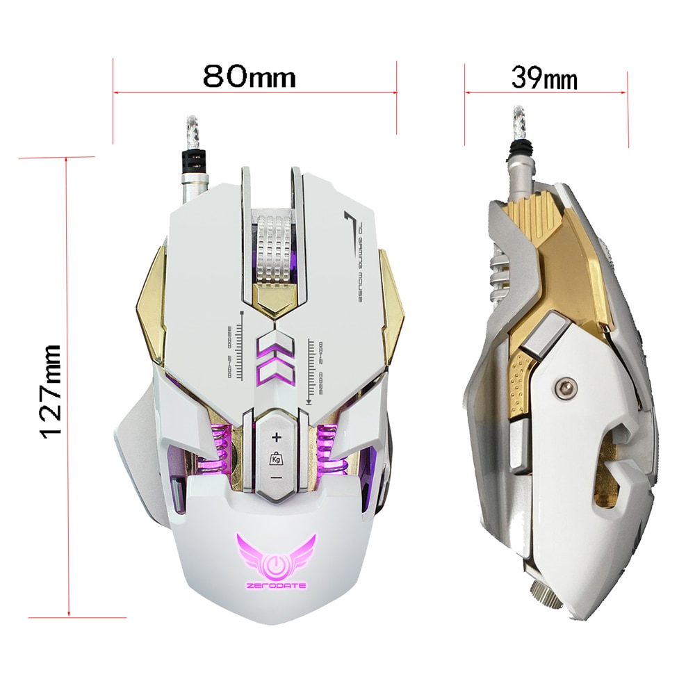 Wired USB E-sport Mouse Computer Mouse Ergonomic 7 buttons breathing lights Gaming 3200dpi Optical Mice White Game Mouse