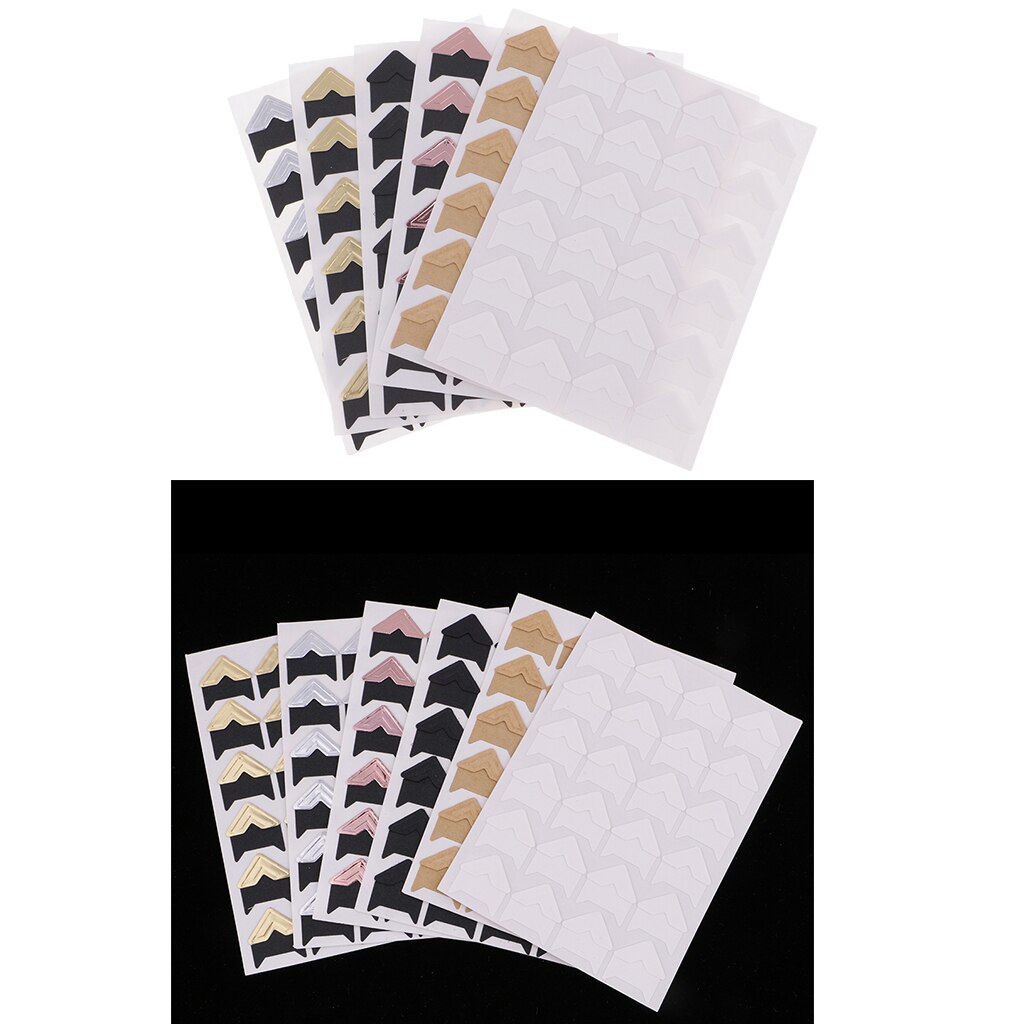 12 Sheets Kraft paper Photo Mounting Sticker Corner Stickers for Scrapbooking Album Photo Corners Memory Books 2x2cm