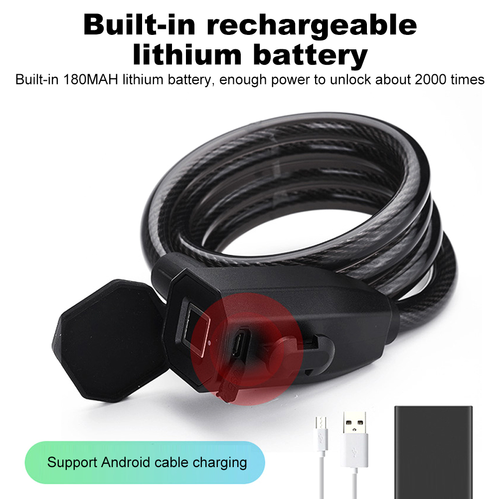 Fingerabdruck-Fahrradschloss, USB-Aufladung, schlüsselloses Motorrad-Sicherheitsschloss, Diebstahlsicherung, Fahrradschloss für Elektrofahrrad, Roller