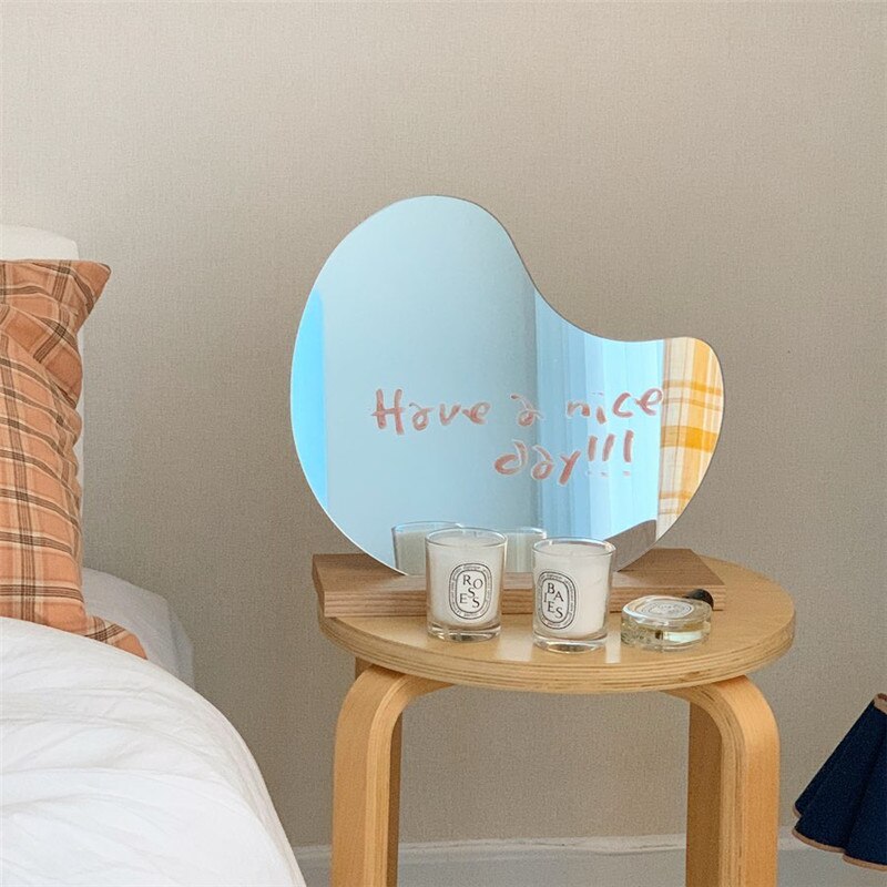 Koreanisch Dekorative Spiegel Dressing Spiegel SchöNe Spiegel Schlafzimmer Schlafsaal Welle Mond Spiegel Hut EINE Basis Eitelkeit Spiegel Hause Dekor