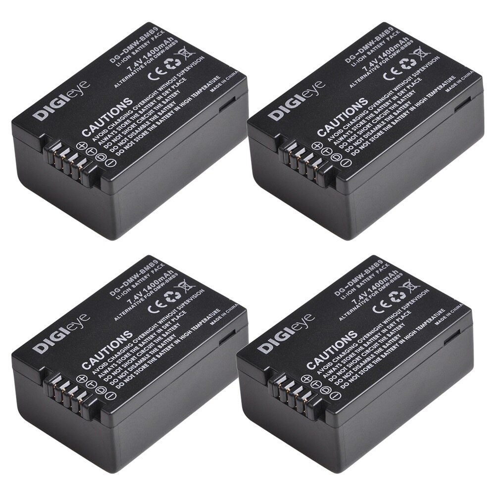 1400mAh DMW-BMB9 BMB9E BMB9PP Battery + LED Dual Charger for Panasonic Lumix DC-FZ80 FZ40K FZ45K FZ47K Z48K FZ60 FZ70 FZ100: 4 battery