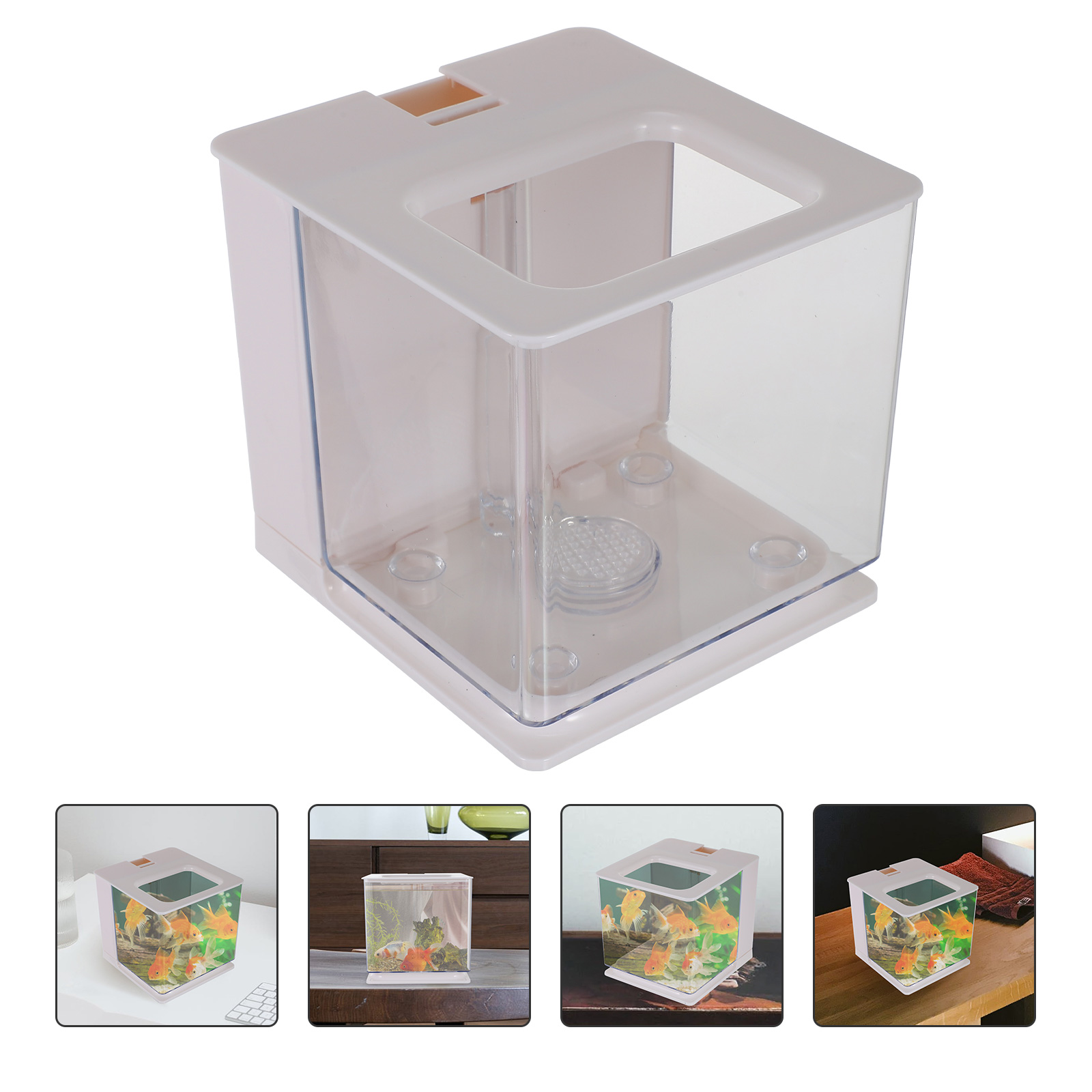 Self-Cleaning Fish Tank Small Acrylic Fish Tank Transparent Fry Hatching Tank