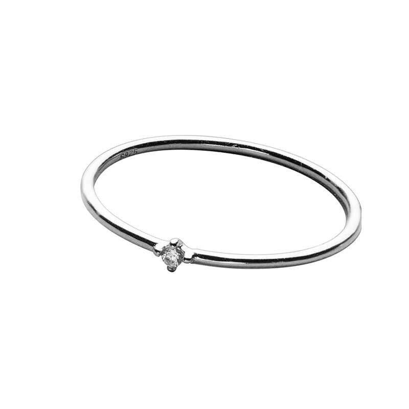 INZATT-anillo redondo de circón minimalista para mujer, Plata de Ley 925% auténtica, joyería fina para de cumpleaños, accesorios