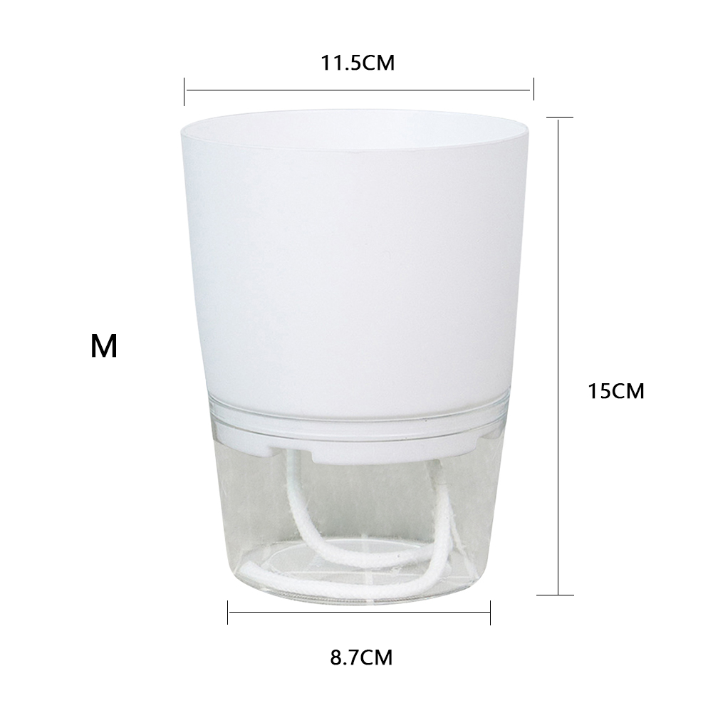 Watering Planter Handmade 2 Layer Self Watering Plant Flower Pot With Water Container Round Flowerpot Home Garden Decor: White M