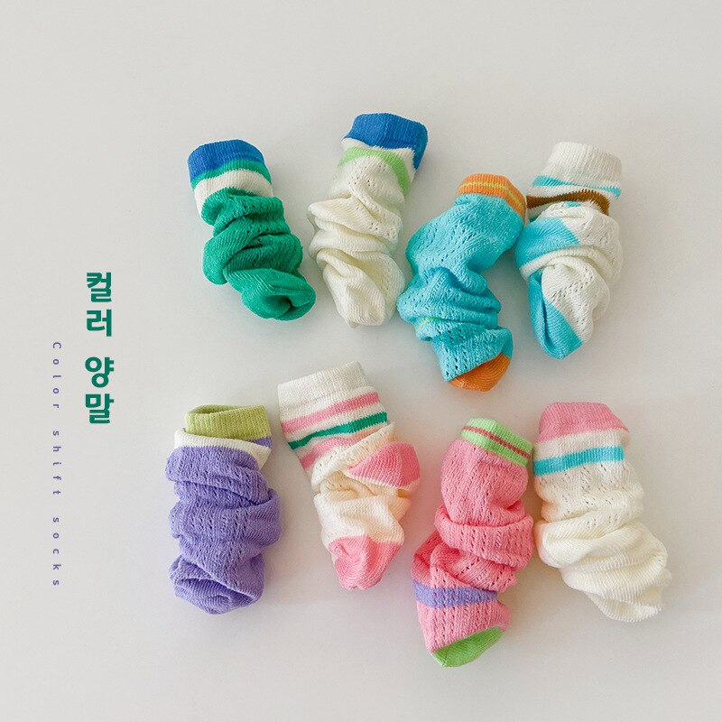 1382A 4Pairs/Lot Children&#39;s Socks 2022 Spring Summer Thin Color Matching Girl&#39;s Socks Cotton Socks for Boys 1123 Children Socks