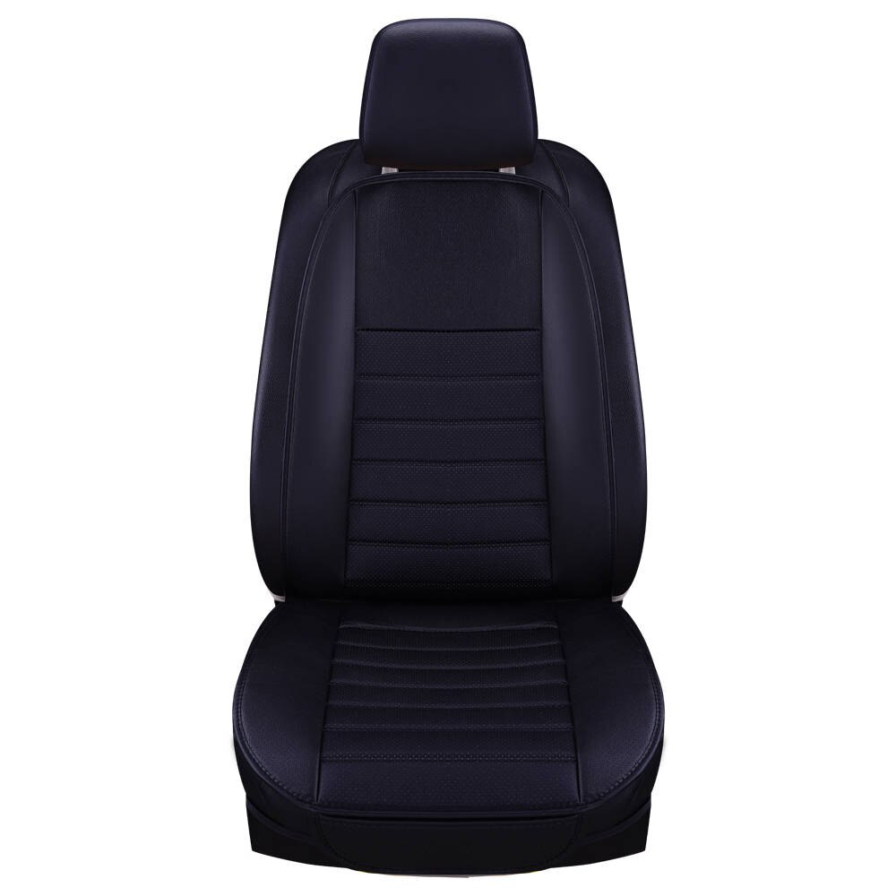 Aiyomo almofada para assento de carro, de couro pu, luxuosa, para a maioria dos carros, com encosto fino, 1 peça, 3 cores, não-capa de assento de carro silp: black front 1pcs