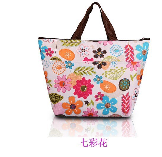 Kjølebag hold maten fersk termoposer matboks stor isolasjon og kaldpakke ispose piknikpose: Syv farger blomst