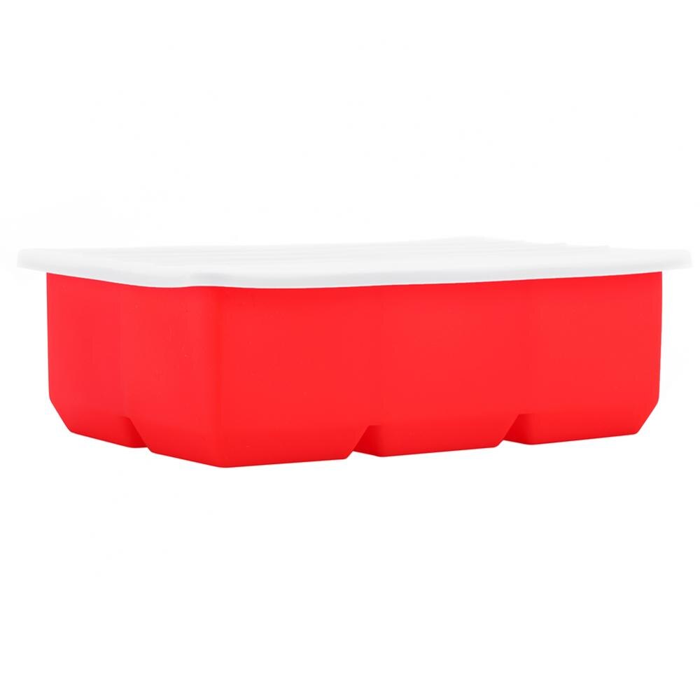 Bandeja cuadrada de silicona para cubitos de hielo de grado alimenticio, contenedor de moldes con tapa, molde congelador grande, suministros para bares y fiestas, 6 rejillas