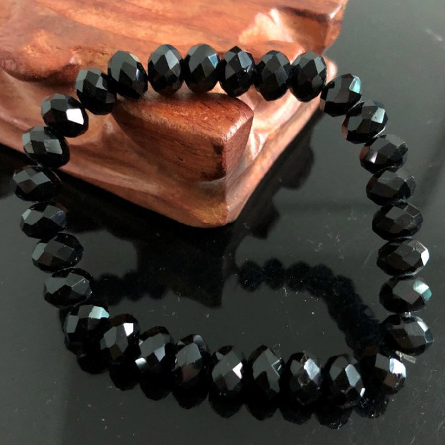 Charme Handgemachte frauen 8mm Strass Glas Kristall Perlen Runde Perlen strecken-Armbinde Femme Armreif Armbänder Mädchen wickeln Schmuck