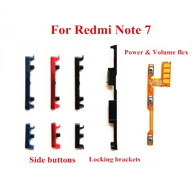 Power & Volume Zijknop Keys + Lock Vergrendeling Bretels Beugels + Power & Volume Flex Kabel Voor Xiaomi Redmi opmerking 7