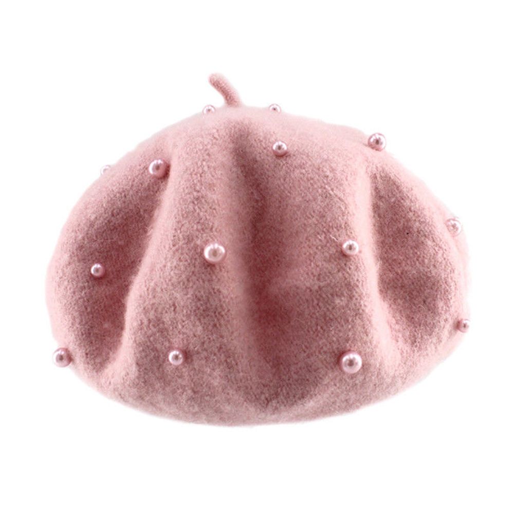 Vinter baby söt ull hatt med pärlor godis färg retro basker mössa för 3-8 år för pojkar och flickor 1pc