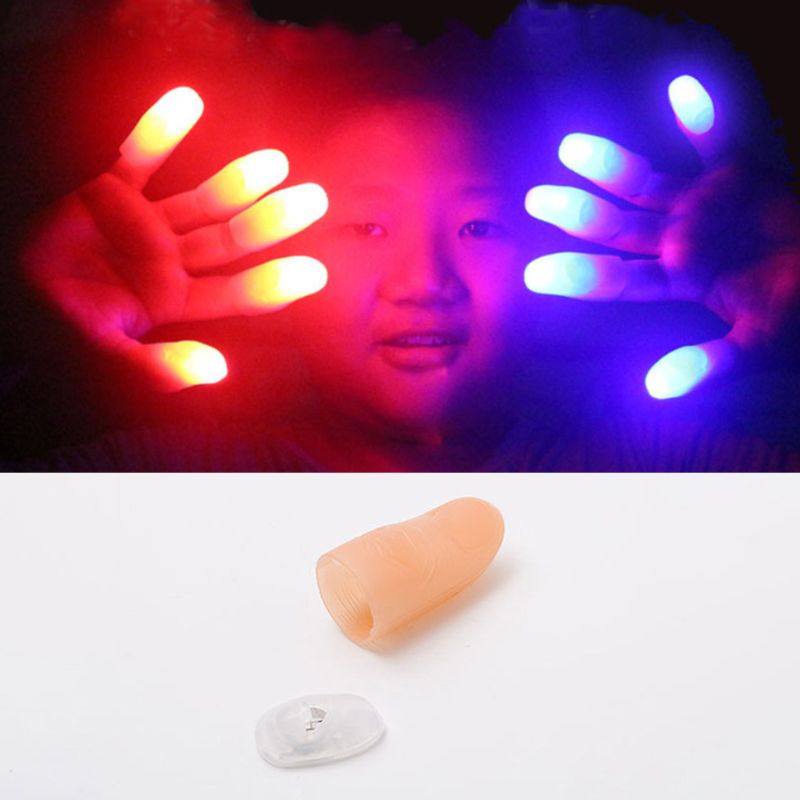 10Pcs Grappige Led Light Magic Vinger Mouwen Flashing Glow Tumbs Halloween Party