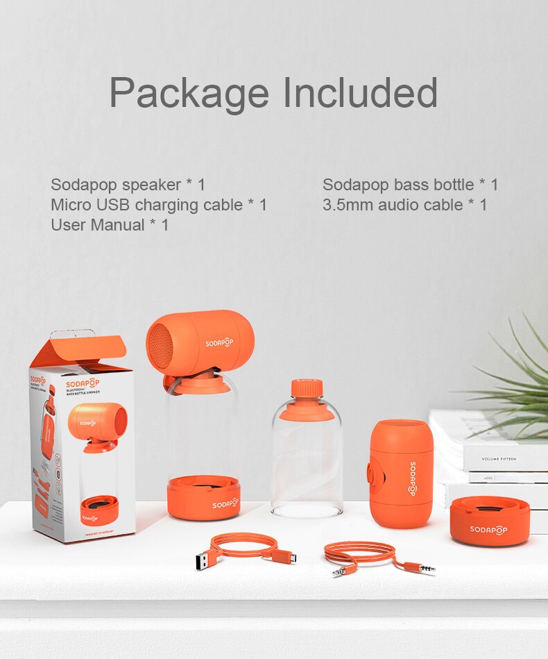 SODAPOP Bottle Bluetooth Speaker Portable AUX HANDSFREE Waterproof Sound Bass Subwoofer Small Speaker with microphone