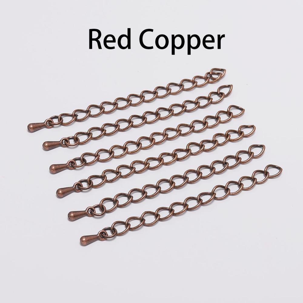 20 stks/partij 50-70mm Uitgebreide Uitbreiding Staart Keten Connectors Water End Kralen Voor DIY Sieraden Maken armband Ketting: S / Rood
