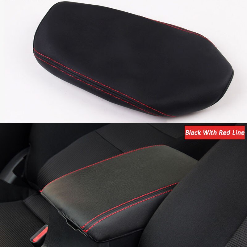 Auto Lederen Armsteun Pad Car Center Console Arm Rest Zetel Doos Beschermende Pad Voor Mazda CX5 CX-5: Black with Red line