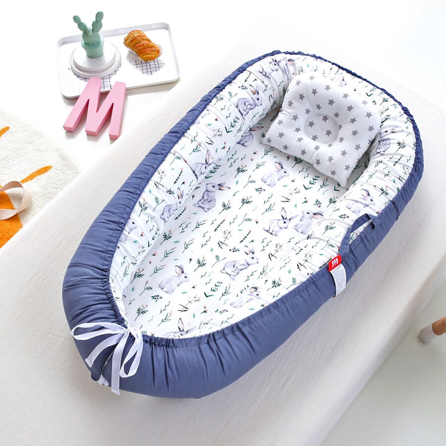 Baby Cradle Baby Cradle Newborn Mattress for Crib &amp; Bassinet Soft Multi Function for Thanksgiving: Grey Rabbit cotton