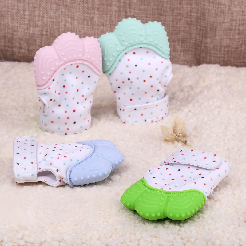 sûr Silicone bébé mitaine dentition mitaine dentition gant emballage de bonbon son dentition G0150