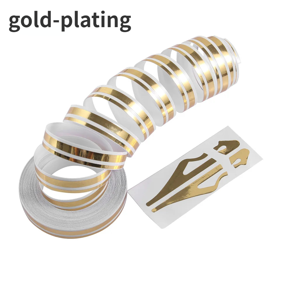 1 rol veelkleurige striping pin streep steamline dubbele lijn tape auto body sticker vinyl sticker auto decoratie styling tools: Goud