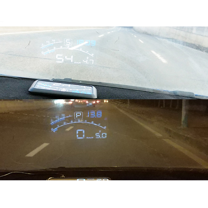 4E 5,5 "coche HUD pantalla frontal para coche OBD2 II EUOBD sistema de advertencia de exceso de velocidad proyector parabrisas de voltaje electrónico de alarma