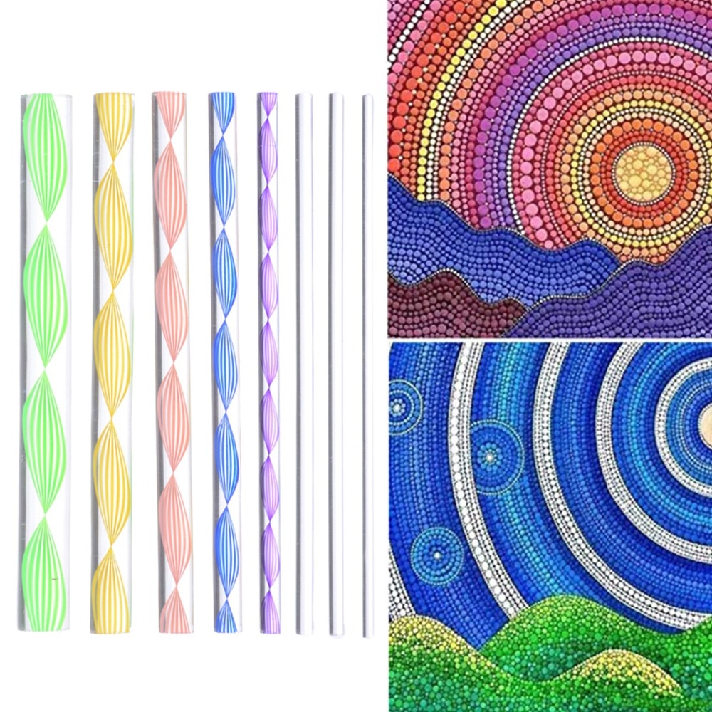 8pcs DIY Craft Mandala Stencils Dot Painting Mandala Stone Embossing Starter Kit Drawing Painting Pen Dotting Kids Craft DIY