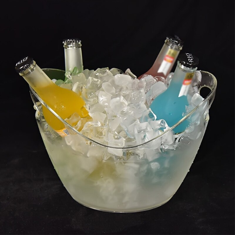 Transparent 4L Plastic Ice Bucket Bar Ingot Shape Wine Trough Water Entertainment Stand Wine Holder Glass Wine Bottle