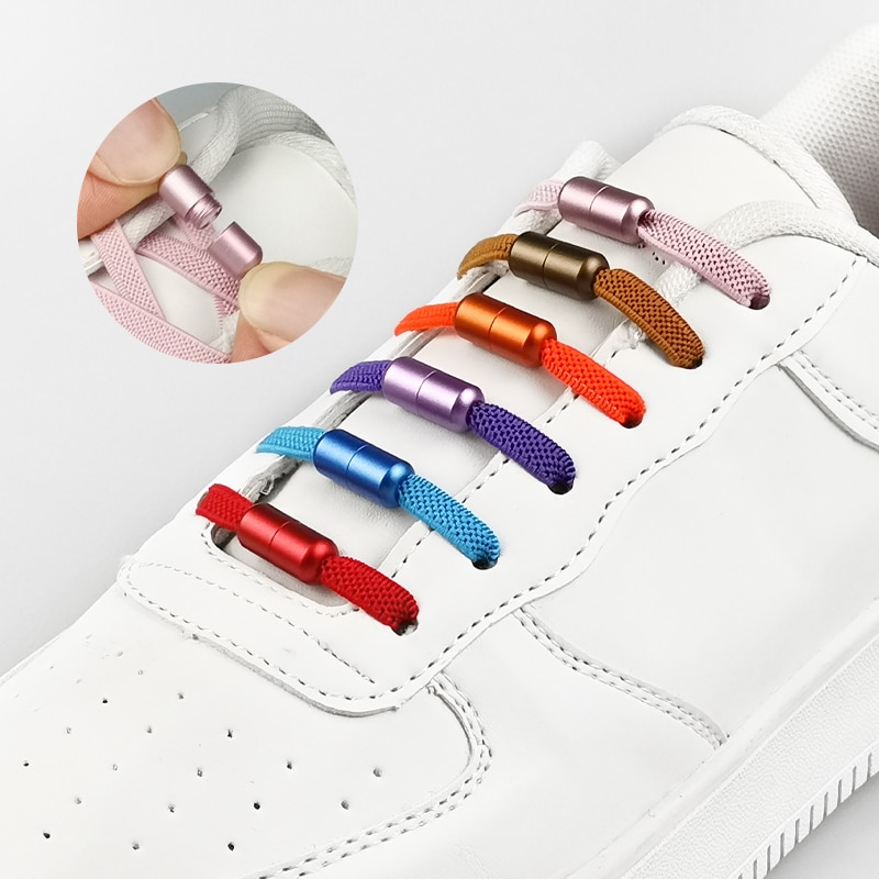 1 paire bonbons couleurs métal serrure lacets élastique chaussure lacets spécial pas de cravate lacet pour hommes femmes multicolore lacet match gratuit