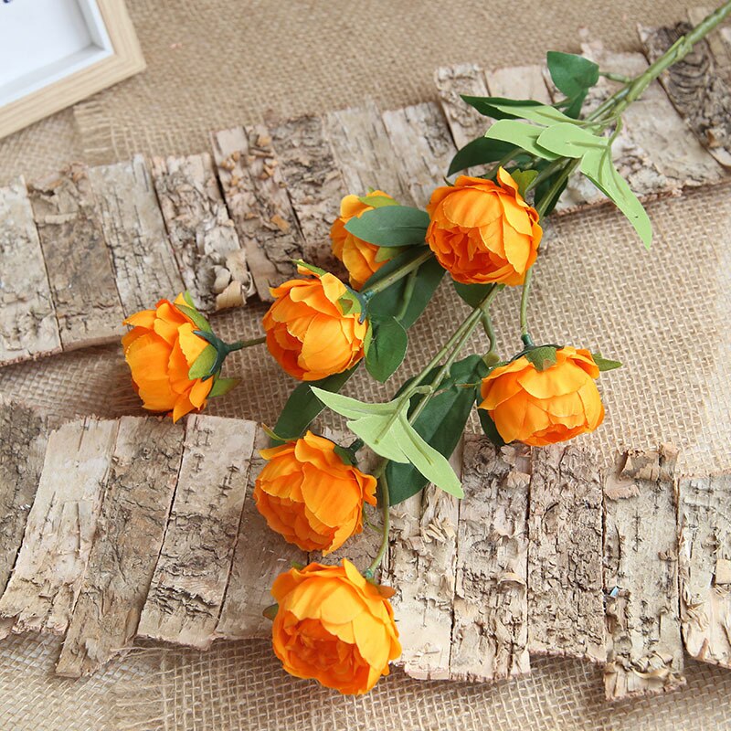 7 Heads Big Artificial Peony Flowers Long Stalk Silk Flowers Peonies Wedding Centerpieces Table Home Decorative Hanging Flowers: Orange