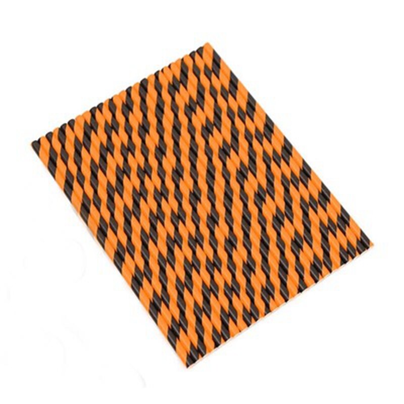 25Pc Papier Rietjes Gestreepte Wegwerp Party Paper Rietje Servies Bruiloft Verjaardag Partij Decoratie Baby Shower Benodigdheden: orange black