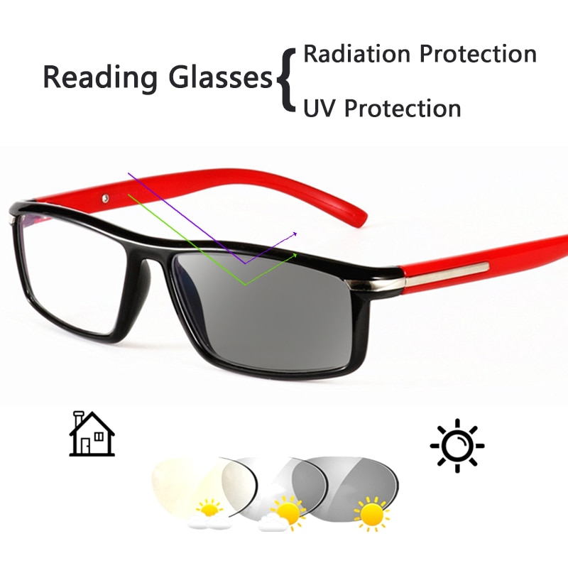 Transition Photochromic Reading Glasses Men Women Hyperopia UV protection Presbyopia Eyeglasses with Diopter 150 250 Full Frame