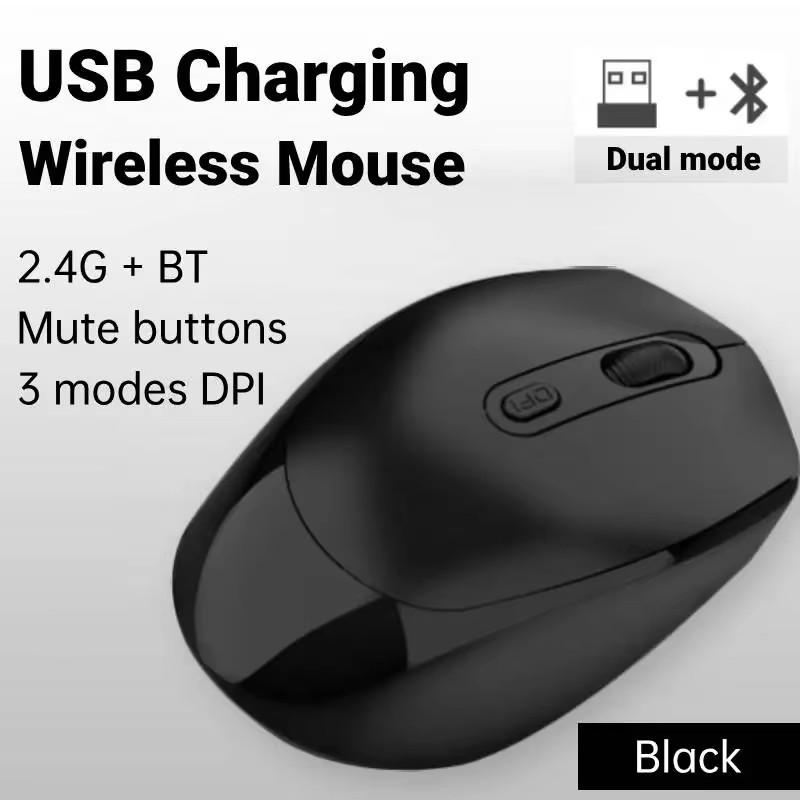 Draadloze muis Oplaadbare gamermuis Dubbele modi Bluetooth-compatibel 2.4G USB Mute-muizen voor laptop Pad Tablet Macbook Mause: Paars