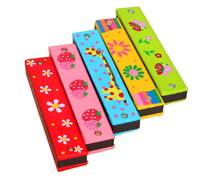 Giocattoli educativi colorati musicali in legno per armonica giocattolo per strumenti musicali per bambini regalo per bambini colore casuale