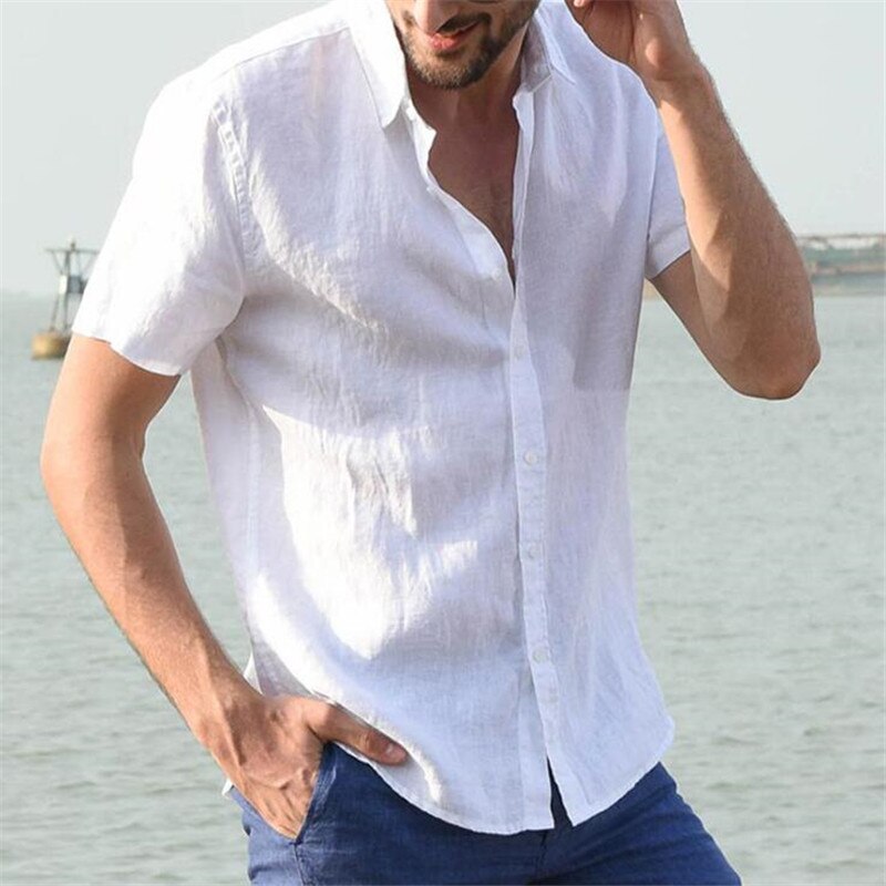 Sommer casual skjorter til mænd kortærmet bomuldsskjorte masculina camisa slim fit herrebluse homme chemise plus size mænd