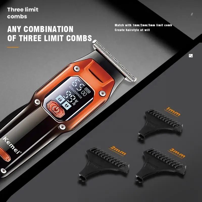 Kemei Hair Trimmer Hair Clipper Barber Trimmer Electric Shaver Hair Cutting Machine Rechargeable Trimmer Men KM-658
