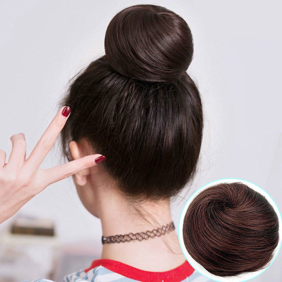 Buqi-extensiones de pelo corto y liso para mujer, moños resistentes al calor, Clip sintético de , accesorios para el cabello
