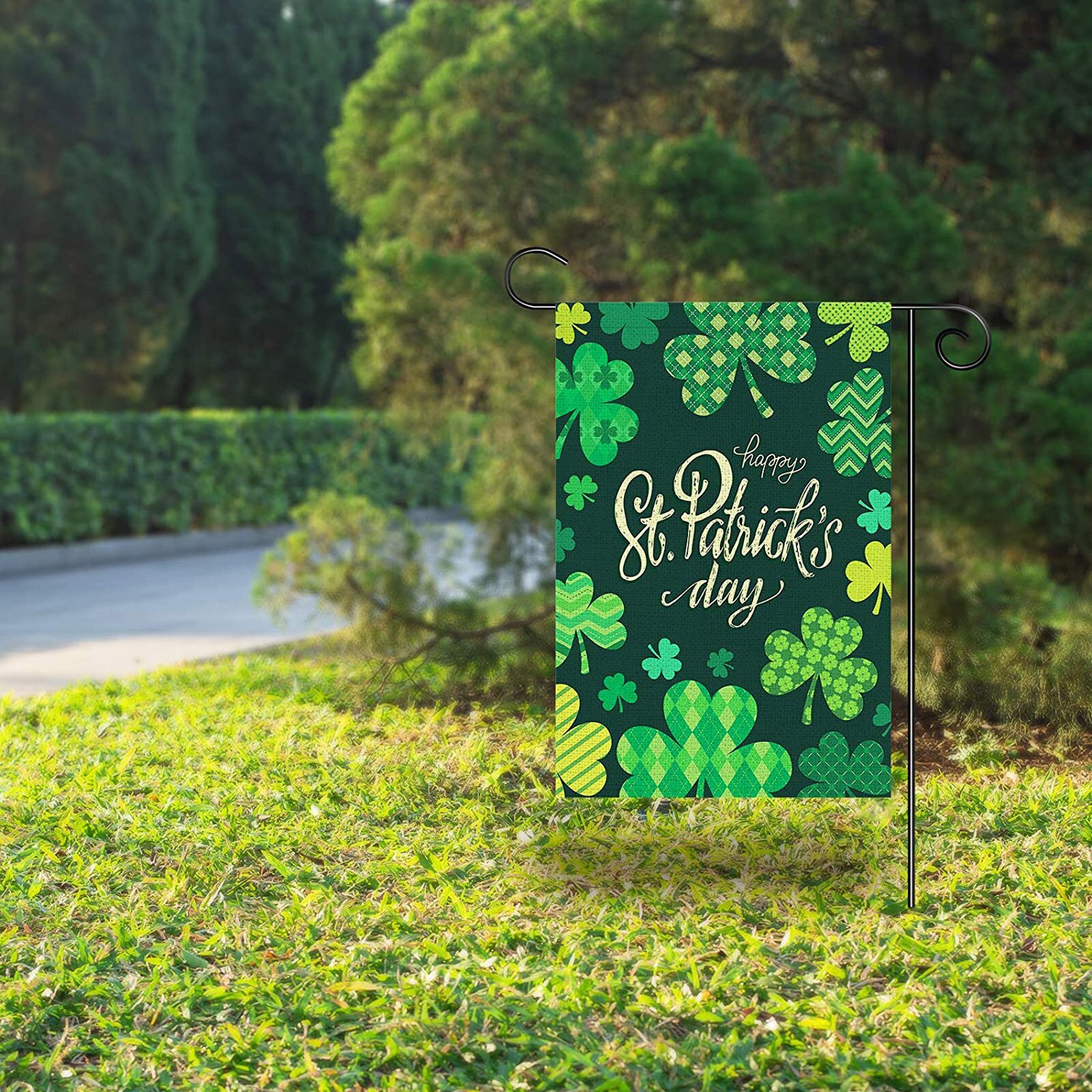 CROWNED BEAUTY St. Patrick's Day Gartenflagge – 30,5 X 45,7 Cm, Doppelseitig, Jute-Optik, Mit Kleeblättern, Für Draußen
