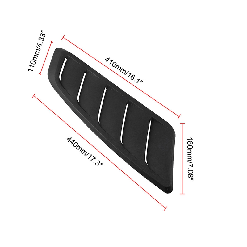 2PCS Universal Car Front Engine Cover Panels Air Flow Vent Cover Car Roof Decorative Intake Hood Scoop Black ABS