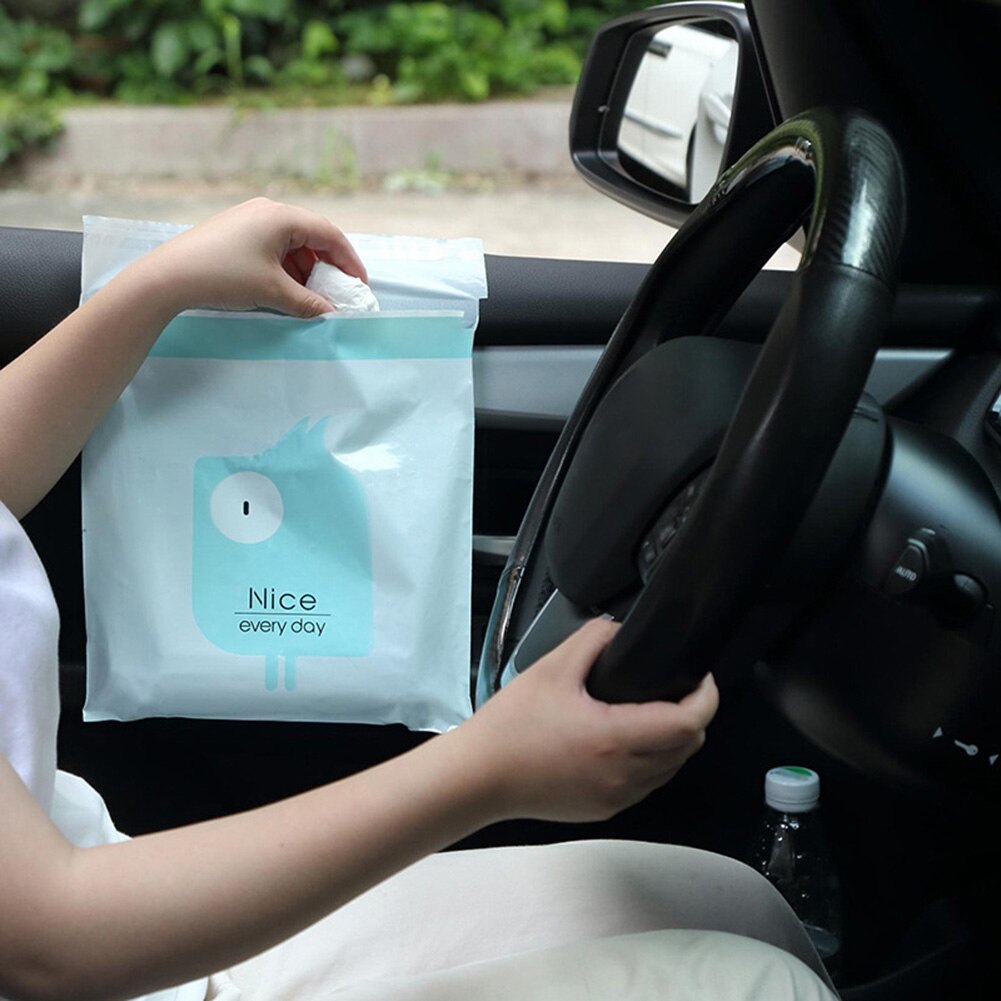 15pcs Car Trash bag Disposable Self-Adhesive Car Biodegradable Trash Rubbish Holder Garbage Storage Bag Vomit Bags Car Trash bin