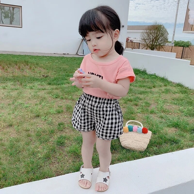 VIDMID abiti estivi per ragazze pantaloncini scozzesi per bambini pantaloncini casual per bambini estivi P6116
