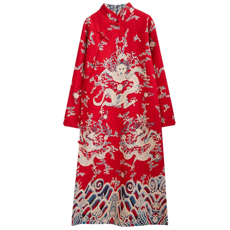 Men Winter Traditional Chinese Style Casual Stand-Up Collar Thicken Cheongsam Male Oriental Style Robe Cotton Tang Suit Qi