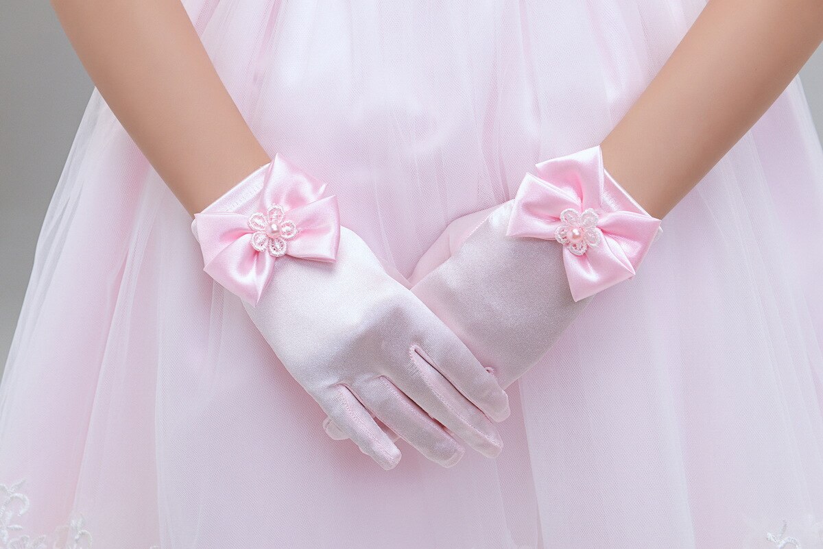 10 pzas/lote chico niña de las flores guantes cortos blanco rojo rosa estudiante guante de encaje disfraz guante de acción al por mayor