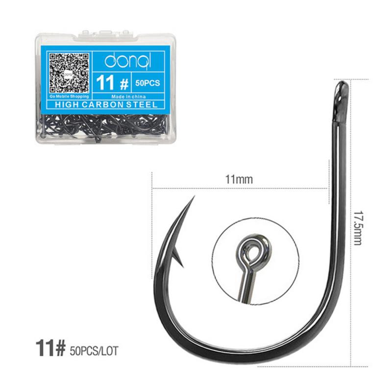 1 Box 50Pcs 3# - 16# Series High-carbon Steel Fishing Hook Barbed Single Circle Carp Hook Fishing Jig Hook Lure Bait Tackles: 11